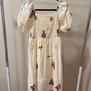 Floral Cream Puff Sleeve Dress